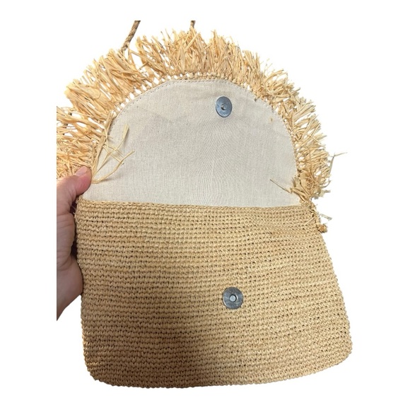 Mar Y Sol Tanya Raffia  Fringe Crossbody Clutch Purse - Picture 6 of 12